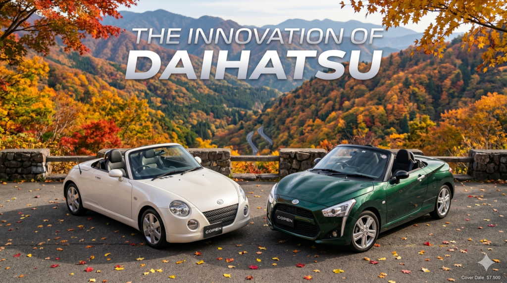 DAIHATSU COPEN at winding road in Autumn